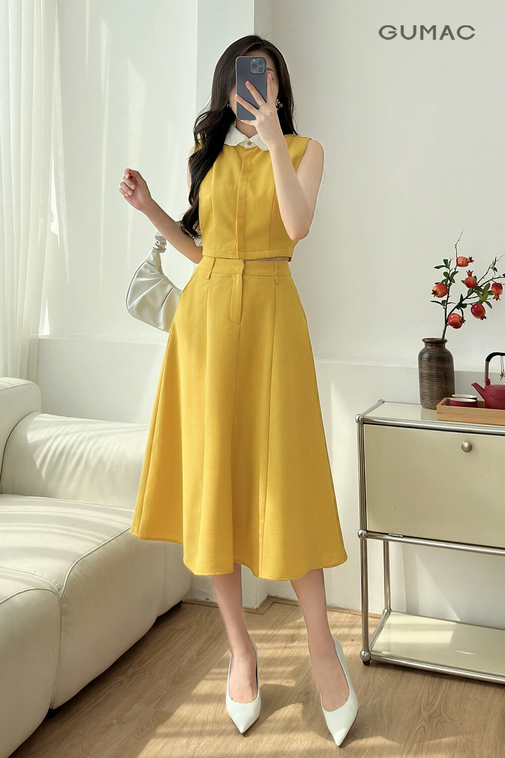 Váy đầm vàng pastel nhẹ nhàng phù hợp nữ Đinh Hợi 2007