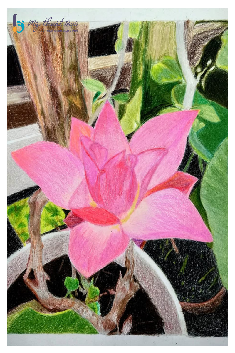 Hoa sen trong tranh vẽ mực tàu