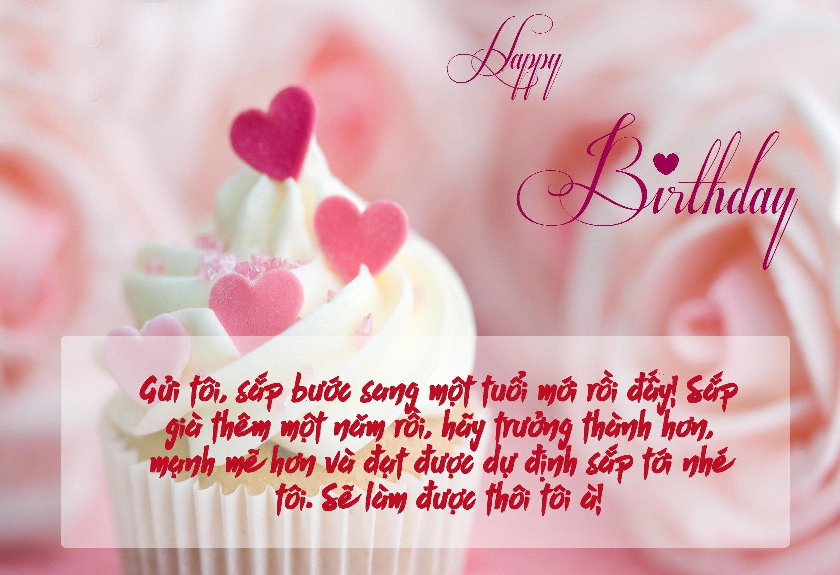Hình ảnh lời chúc sinh nhật trên nền màu hồng pastel