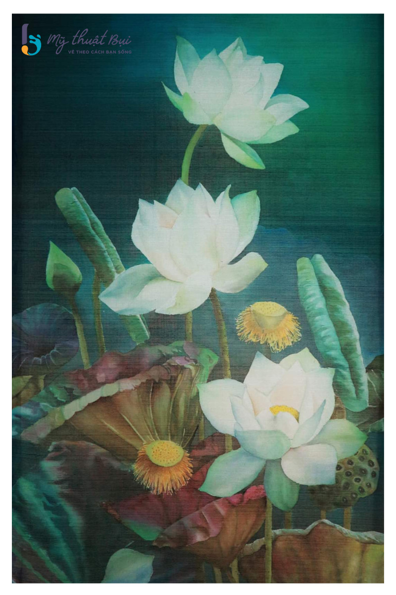 Tranh vẽ hoa sen đen trắng (1)