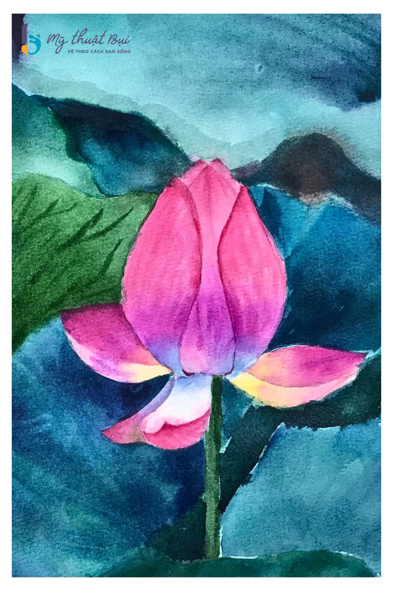 Tranh vẽ hoa sen đơn giản