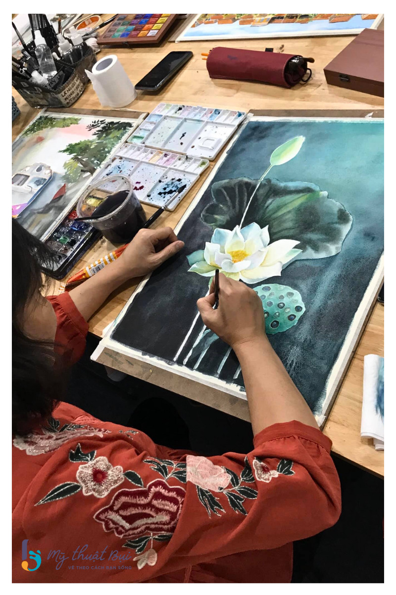 Vẽ hoa sen cách điệu nghệ thuật