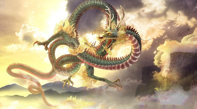 Hình ảnh một con rồng vàng trên nền tối biểu tượng cho tuổi Thìn