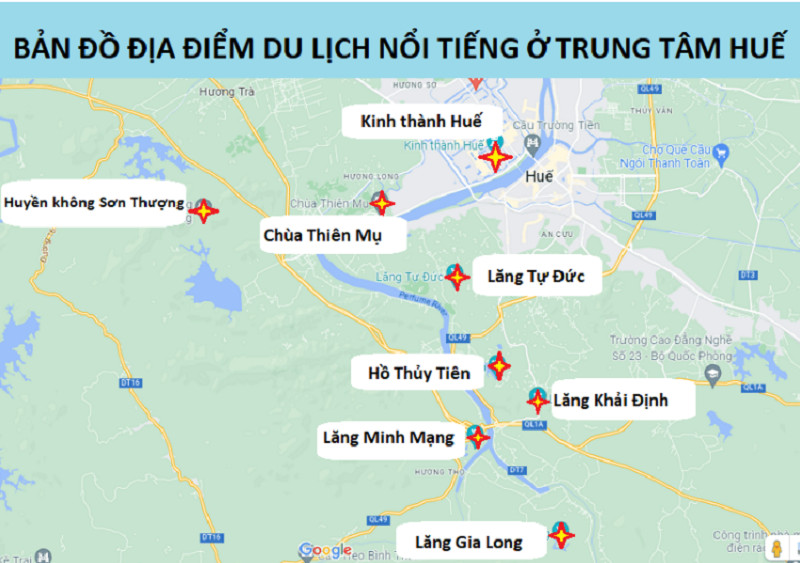 Bản đồ du lịch nổi tiếng ở trung tâm Huế