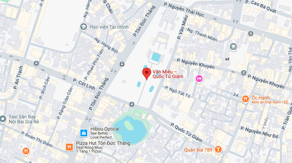 Hình ảnh bản đồ Google Maps hiển thị vị trí của Văn Miếu Quốc Tử Giám