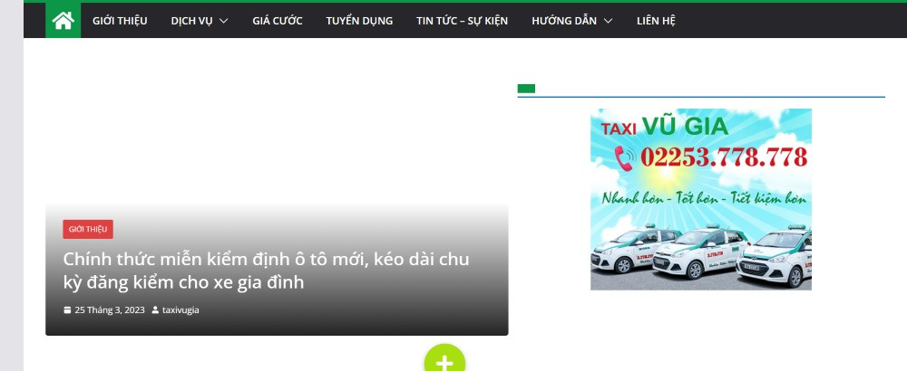 Trang website taxi Vũ Gia