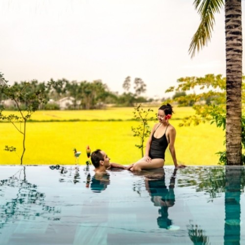 Hồ bơi vô cực tại La Siesta hòa mình vào cánh đồng lúa