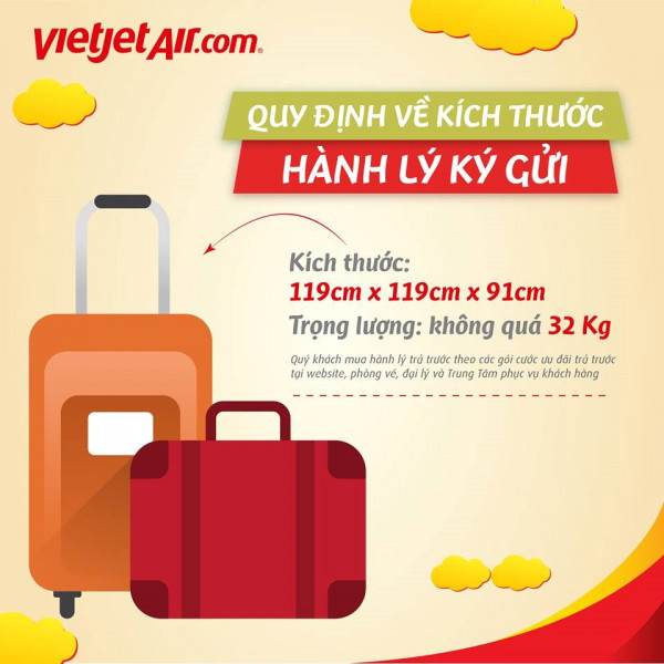 Kích thước hành lý ký gửi của Vietjet Air