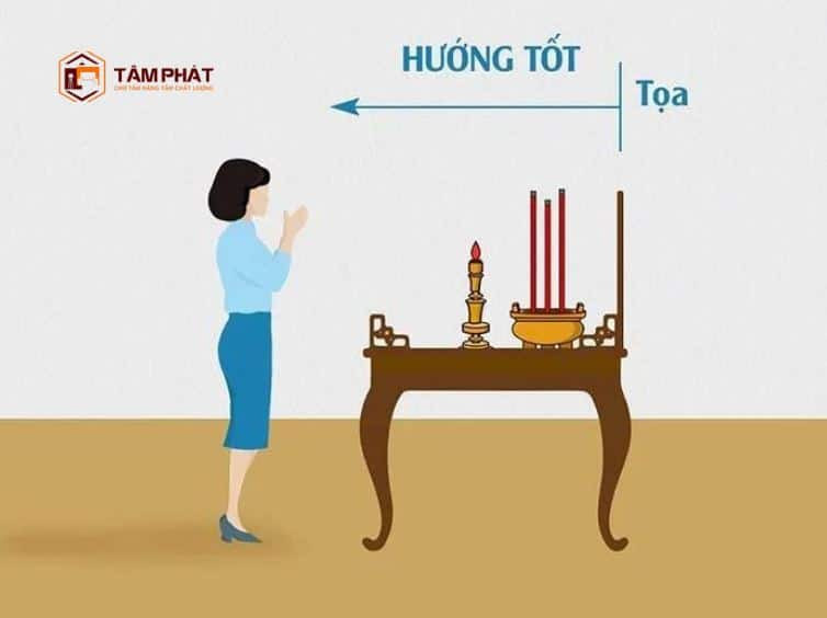 Cách xác định hướng bàn thờ là hướng nhìn ra hay tựa lưng