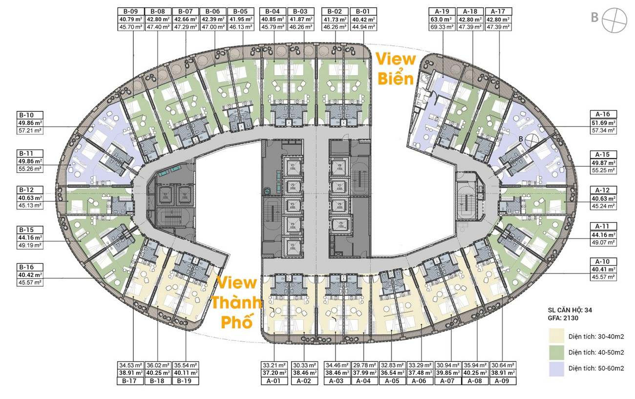 Mặt bằng điển hình của một tầng căn hộ tại dự án Panorama Nha Trang