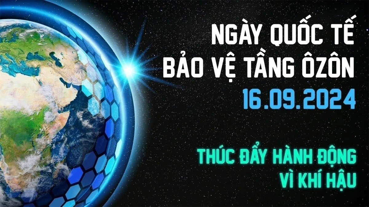 Hình ảnh Trái Đất được bao bọc bởi một lớp khí quyển mỏng, tượng trưng cho tầng ozone đang được bảo vệ