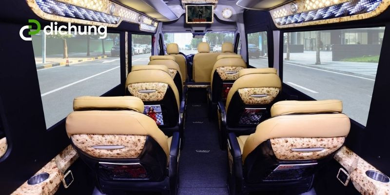 Nội thất sang trọng của xe Limousine tuyến Sài Gòn Đà Lạt