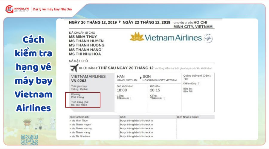 Cách kiểm tra hạng vé máy bay Vietnam Airlinesâ€‹