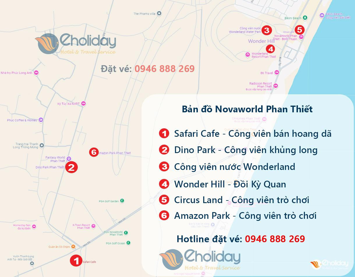 Bản đồ Novaworld Phan Thiết tổng quan các khu vực