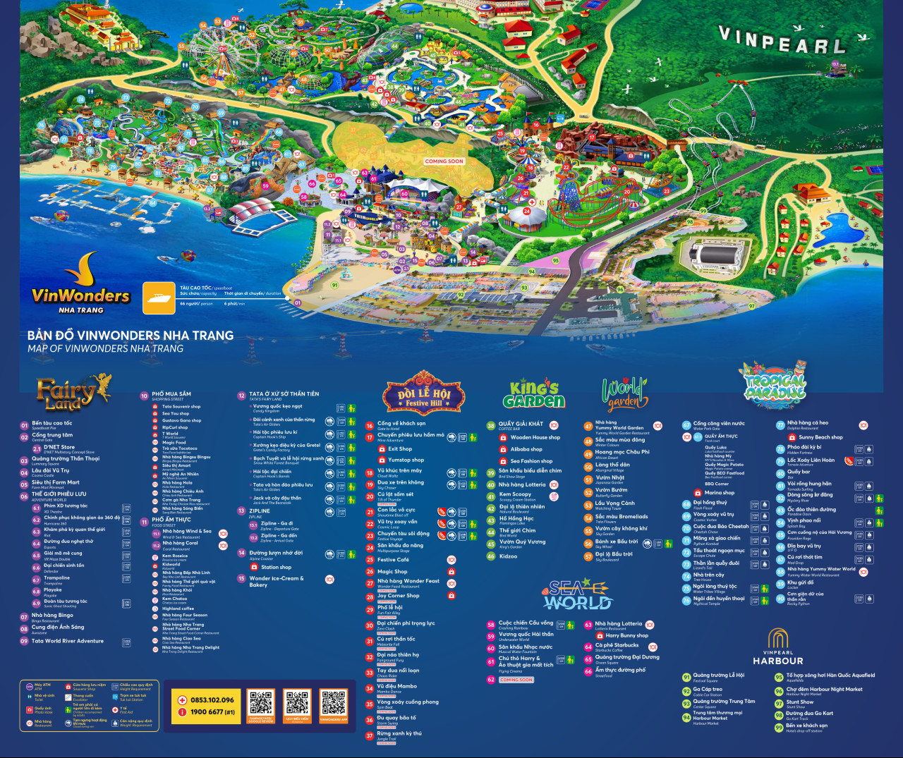 Bản đồ VinWonders Nha Trang cập nhật mới nhất các phân khu