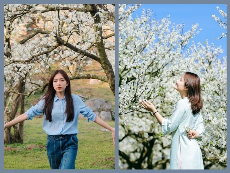 Một cô gái đang kiểm tra dự báo thời tiết trên điện thoại, trên bàn có khăn, mũ len và áo khoác