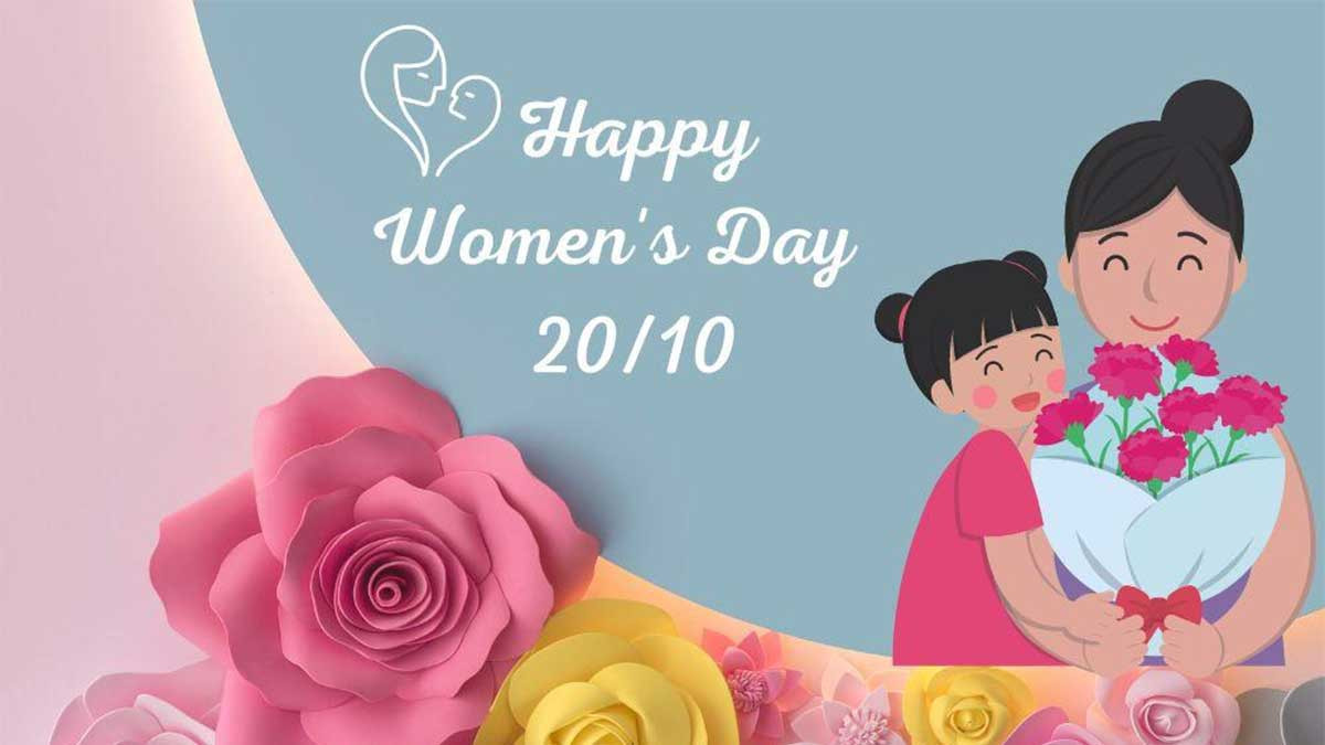 Một bó hoa và tấm thiệp với lời chúc 20/10 bằng tiếng Anh gửi tặng cô giáo thân yêu