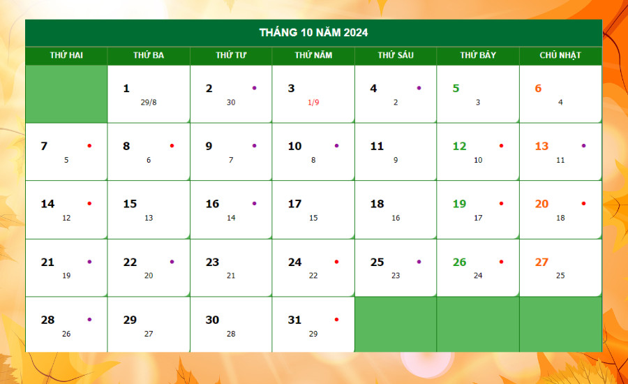 Tổng quan các ngày đẹp tháng 10 để thực hiện công việc thuận lợi