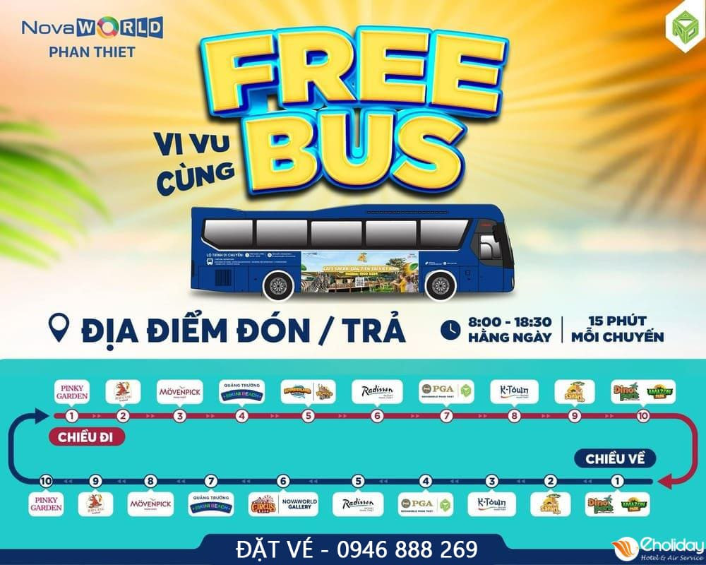 Xe bus miễn phí đưa đón tại Novaworld Phan Thiết