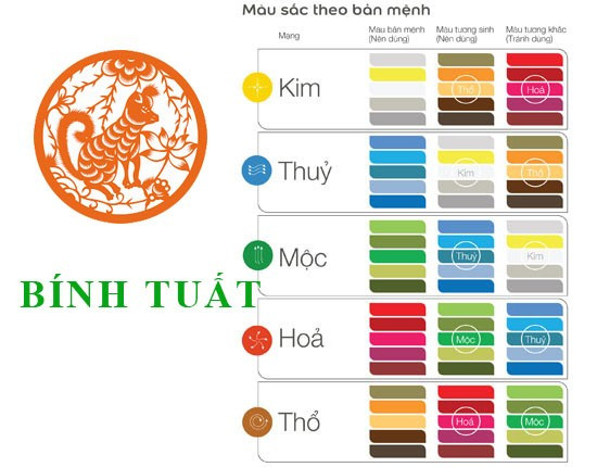 Bảng màu sắc phong thủy tương hợp và tương sinh giúp người tuổi Bính Tuất thu hút may mắn