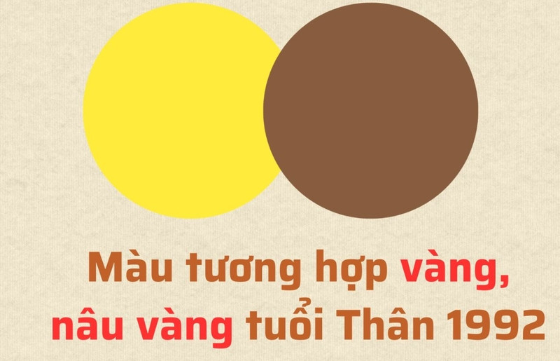 Người tuổi Nhâm Thân 1992 hợp với các màu vàng, nâu đất, trắng, xám, ánh kim