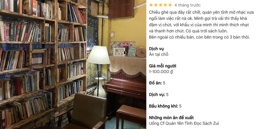 Một góc sách cổ điển tại Chiêu cà phê