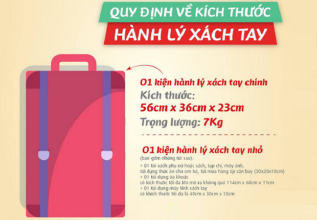 Quy định về kích thước hành lý xách tay hãng Vietjet Air