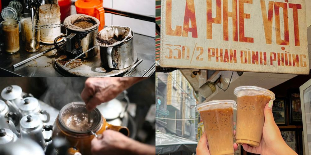 Cà phê được pha chế từ vợt vải truyền thống, mang hương vị đặc trưng