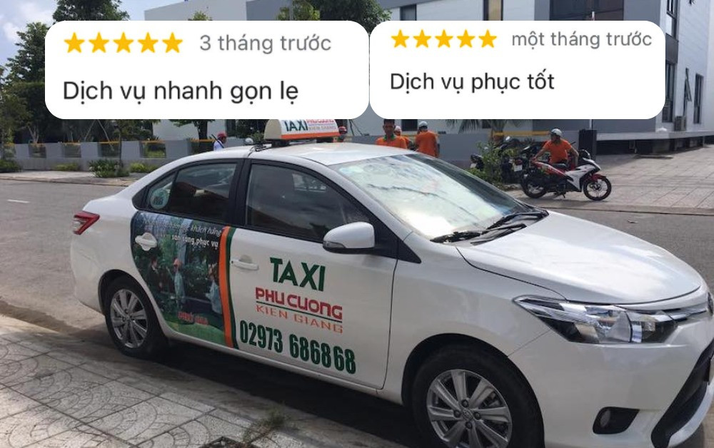 Một số đánh giá từ khách hàng của taxi Phú Cường trên trang Google Maps