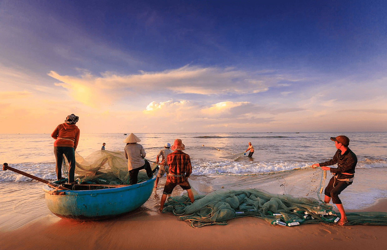 Bãi biển Hồ Tràm với cát trắng mịn và hàng dừa xanh mát