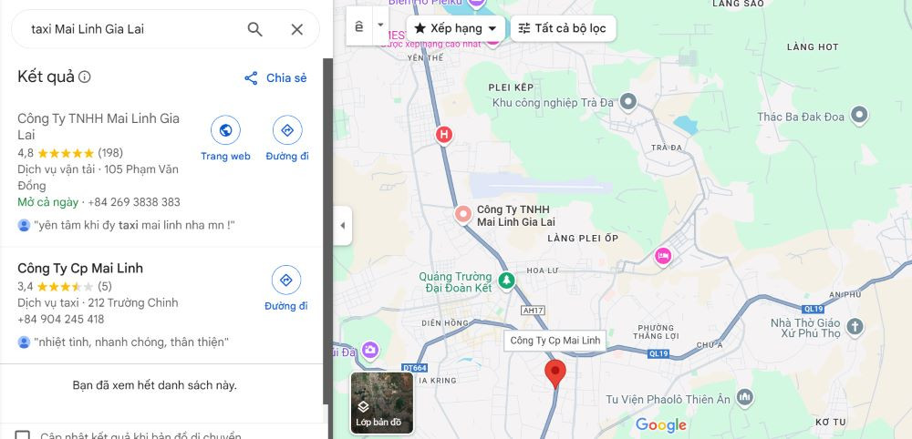 Trụ sở taxi Mai Linh Gia Lai tại trung tâm Pleiku