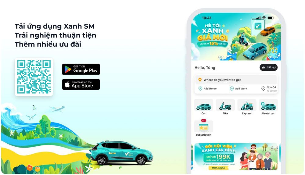 Tải và sử dụng ứng dụng Xanh SM trên điện thoại thông minh
