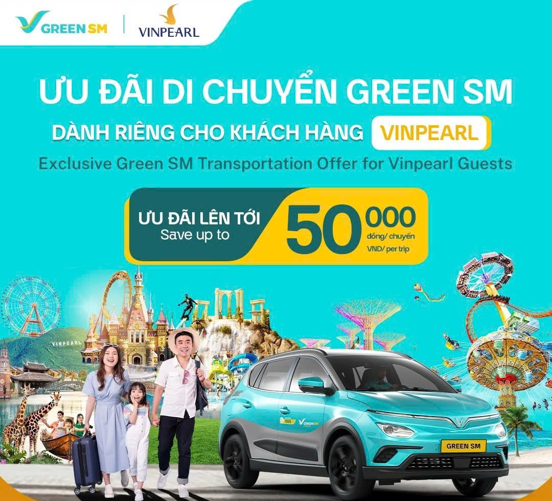 Dàn xe taxi điện Green SM màu xanh lá hiện đại tại Tuyên Quang