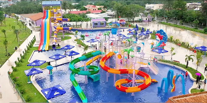 Hệ thống vui chơi giải trí đa dạng tại công viên nước TTC Mekong Aqua Park Bến Tre